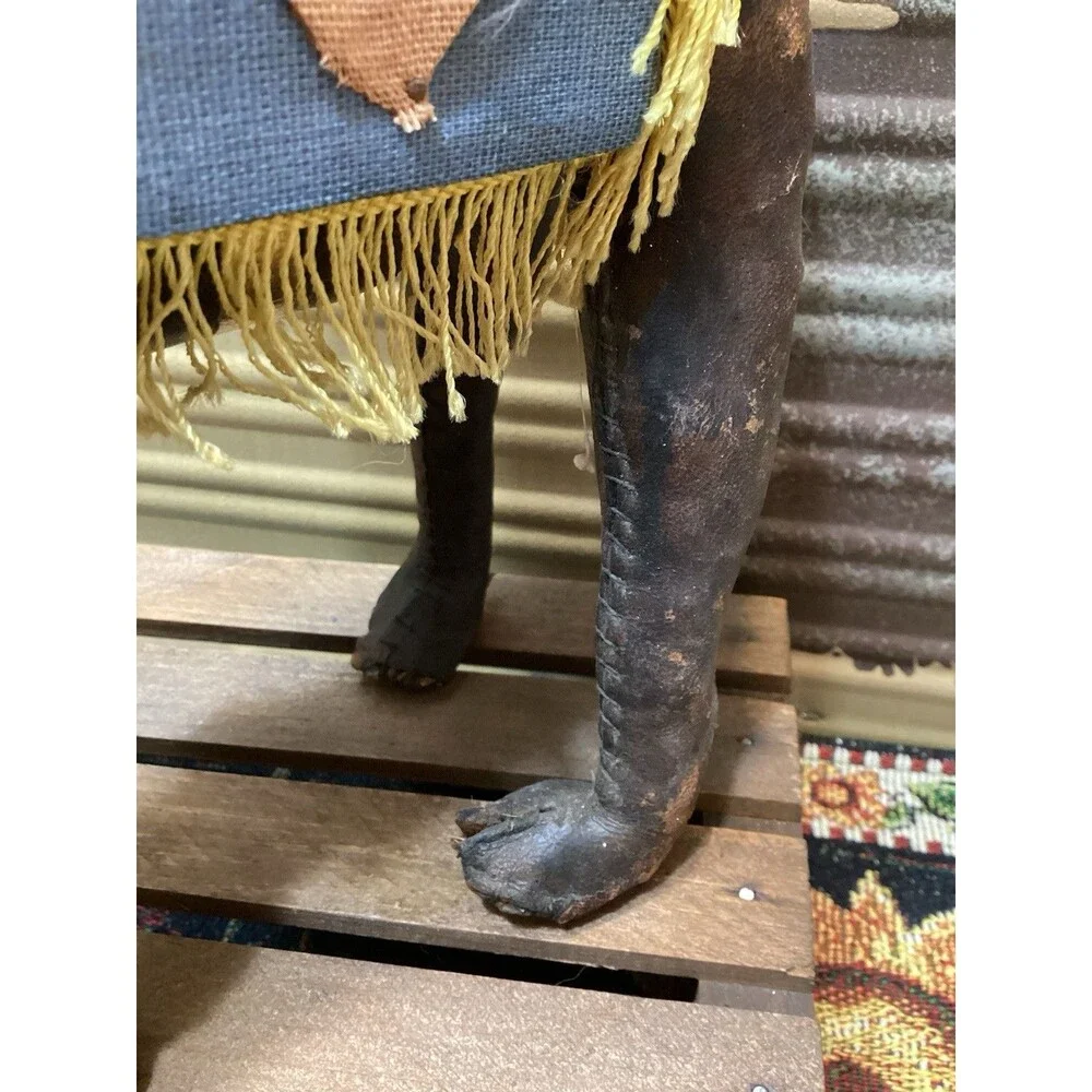 Vintage Leather & Fur Wrapped & Stitched Camel With Rider Handmade Middle East